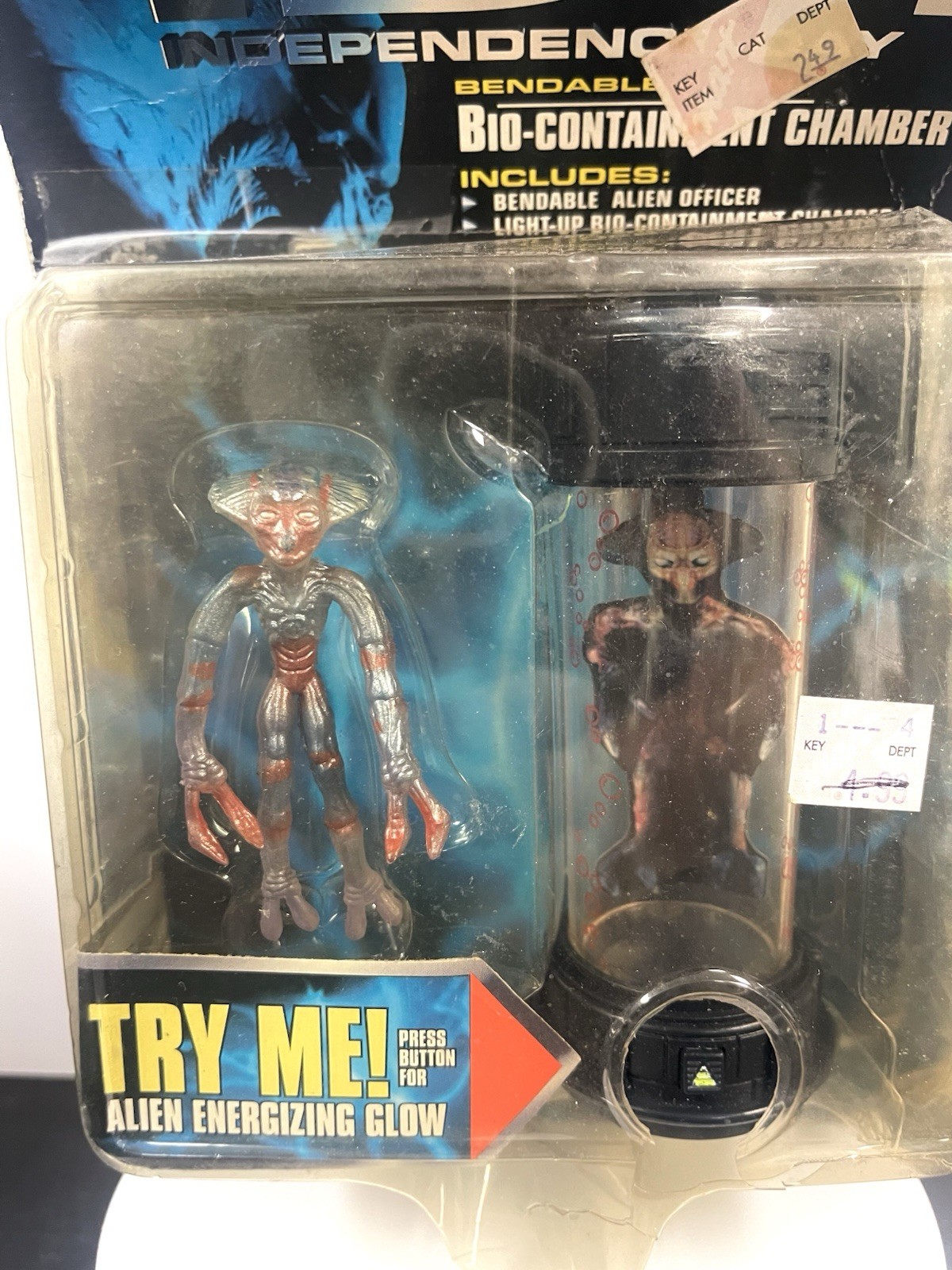 Independence Day ID4 Bendable Alien Officer With Bio-Containment Chamber 1996