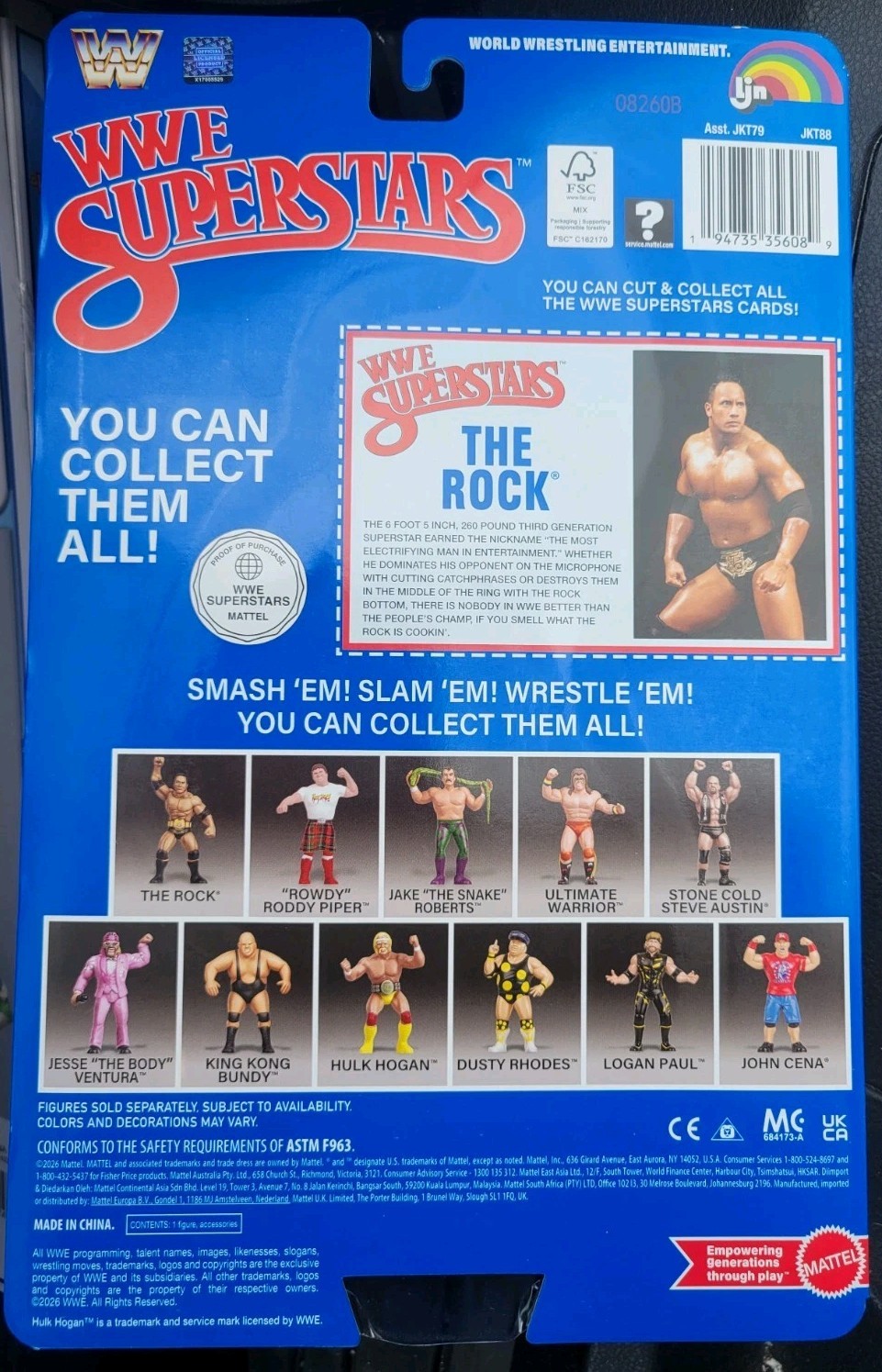 WWE Mattel Superstars LJN Series 3 The Rock Blue Card IN Hand Ready To Ship MOC