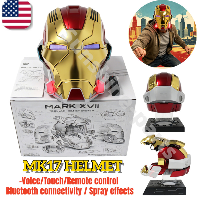 US!!! Autoking Iron Man Helmet MK5 1/1 Voice-controll Mask or Reactor Base Stand