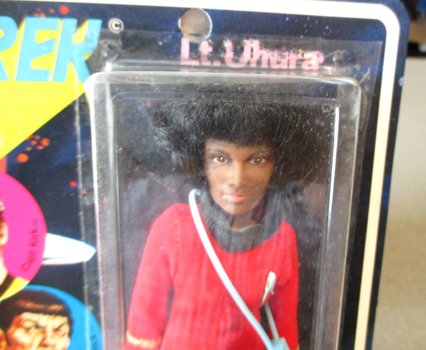 1974- MEGO- ACTION FIGURE- STAR TREK- LT UHURA-ON CARD-8″ VINTAGE TV MOVIE TOY