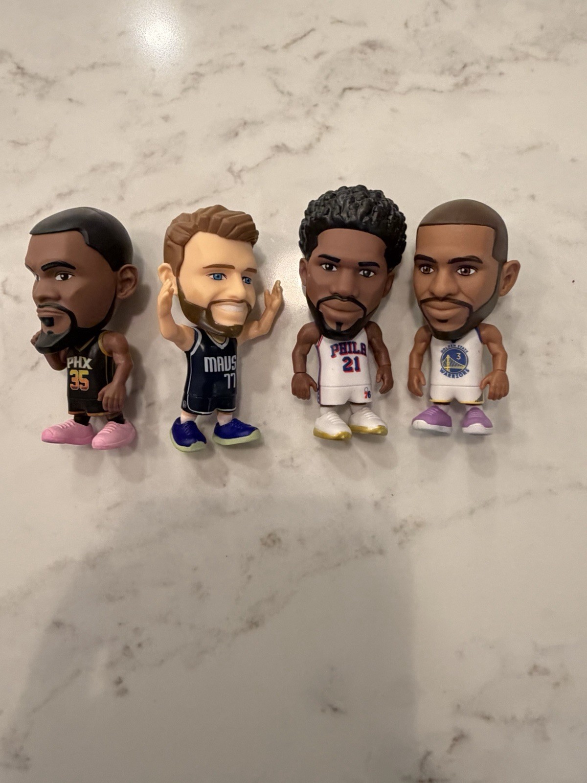 NBA Mini Figures Lot (4) Durant Doncic Embiid Chris Paul Basketball Toys