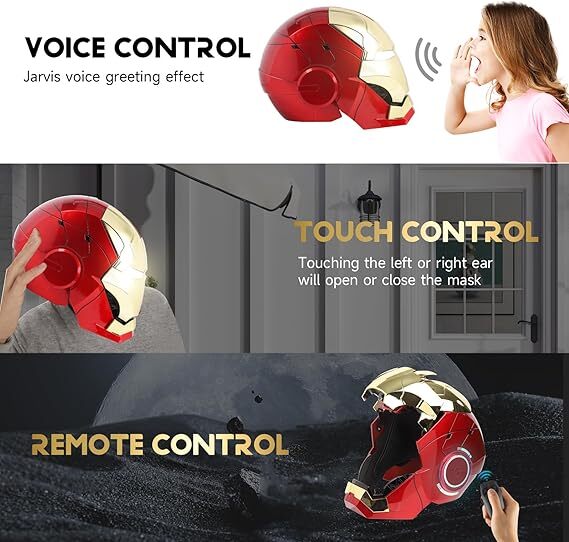 AUTOKING Iron Man MK5 Helmet 2.0 VER. 1:1 Wearable Voice ABS Gold Mask US Ship