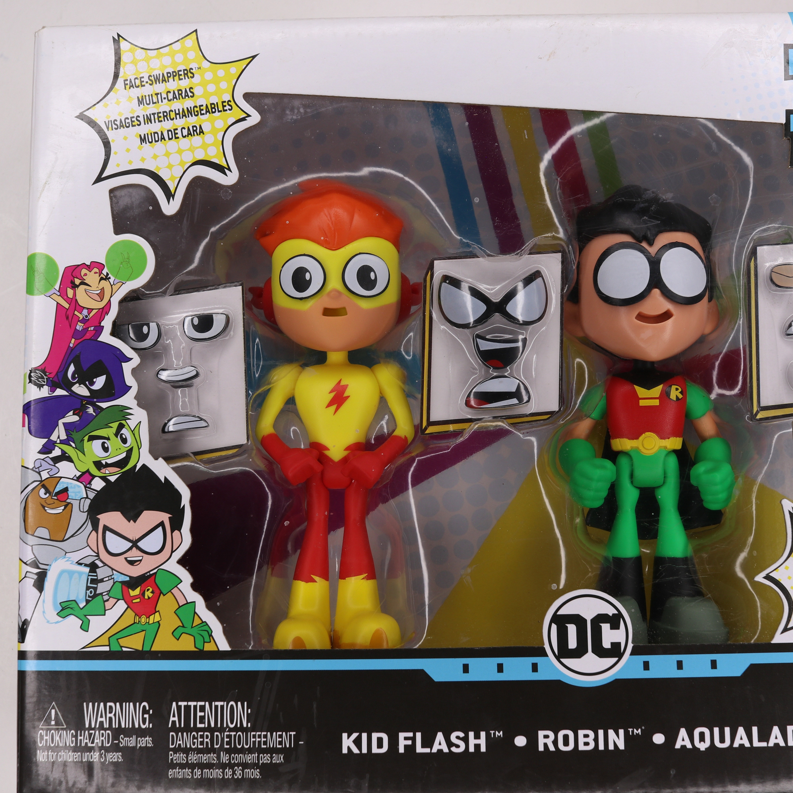 DC Teen Titans Go Face Swappers Robin, Kid Flash and Aqualad Figure New Sealed