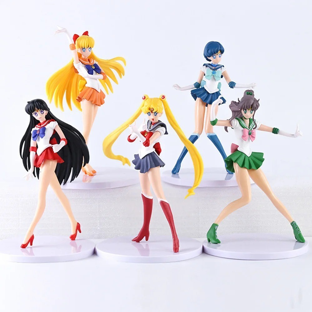 5pcs-Set Sailor Moon Anime Figure Mizuno Ami Tsukino Usagi Hino Rei Aino Minako