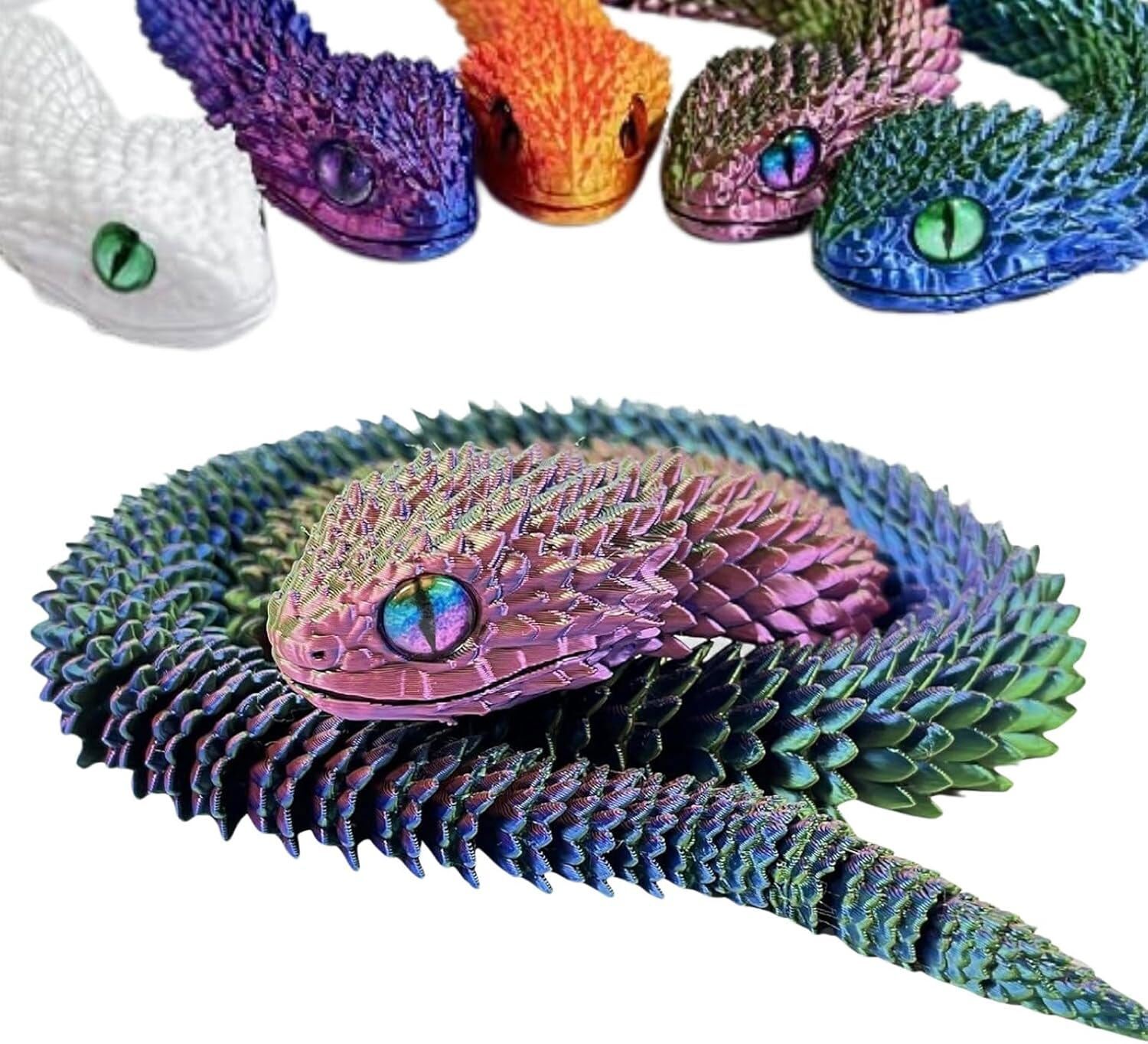 Realistic 3D Printed Articulated Snake Simulation Animal Snake Fidget Toys Decor