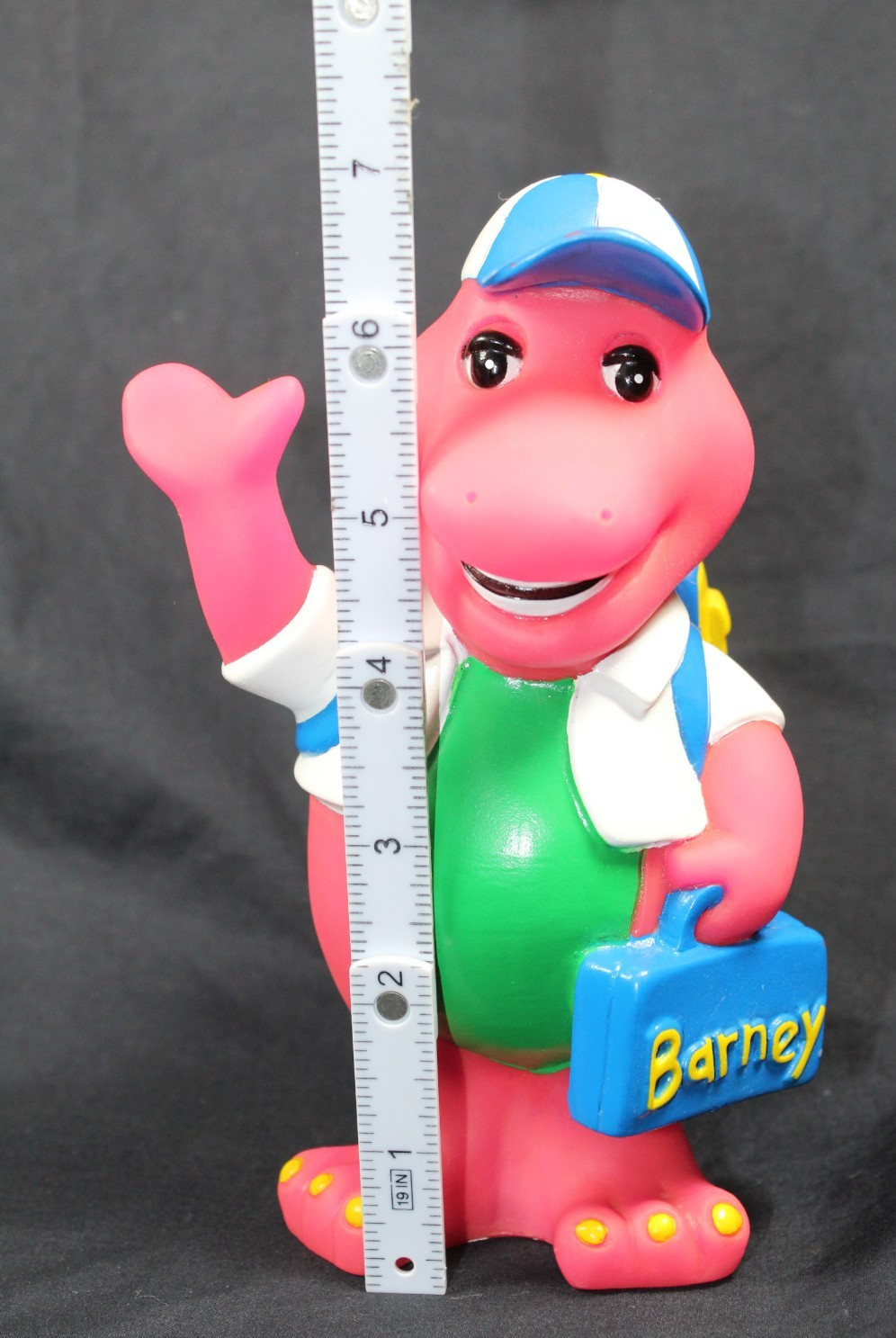 Vtg 1992 Lyons Group 7″ Barney Purple Dinosaur Coin Piggy Bank Back to School