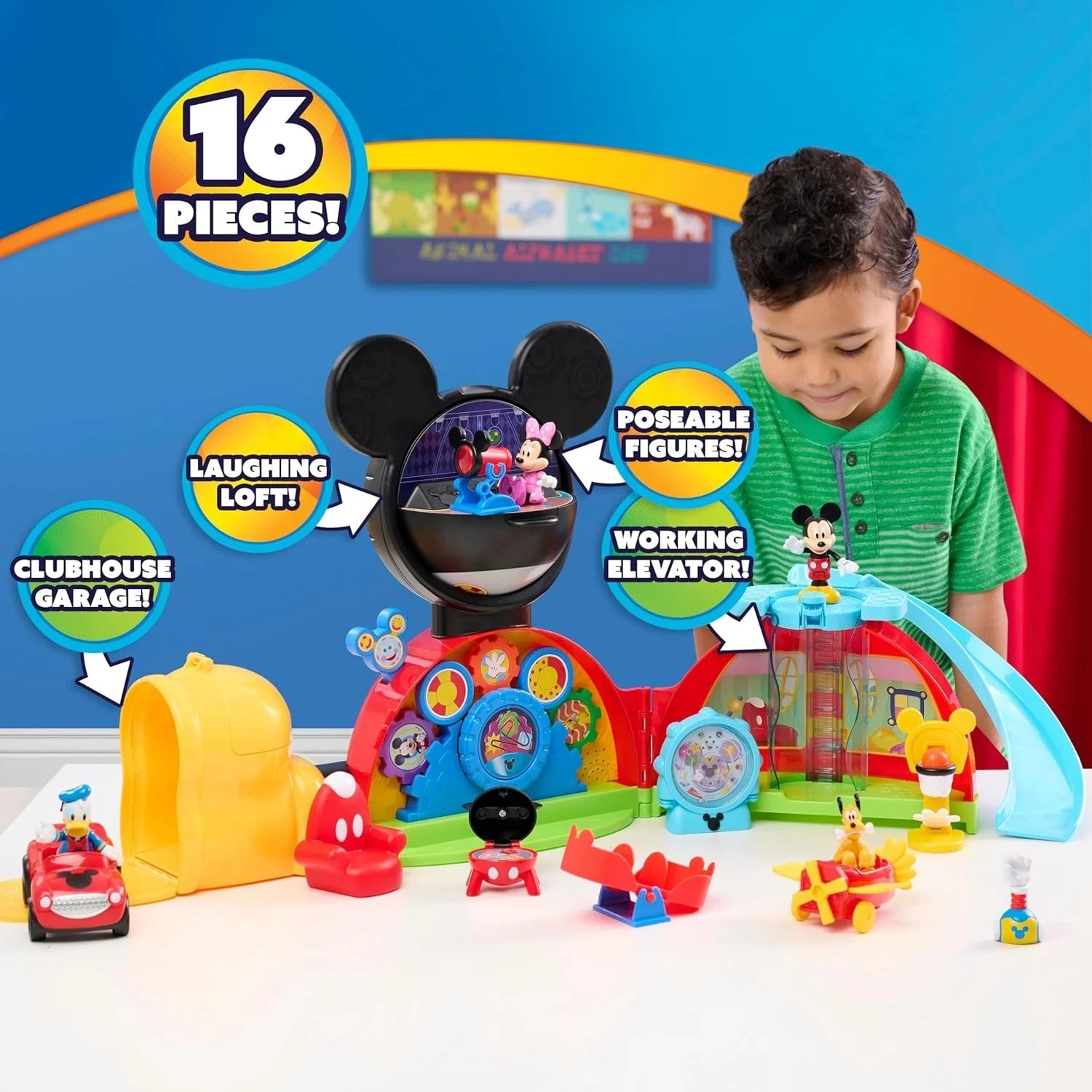Disney Jr. Mickey Mouse Clubhouse Deluxe 28″ Playset 16-Pieces Lights & Sounds