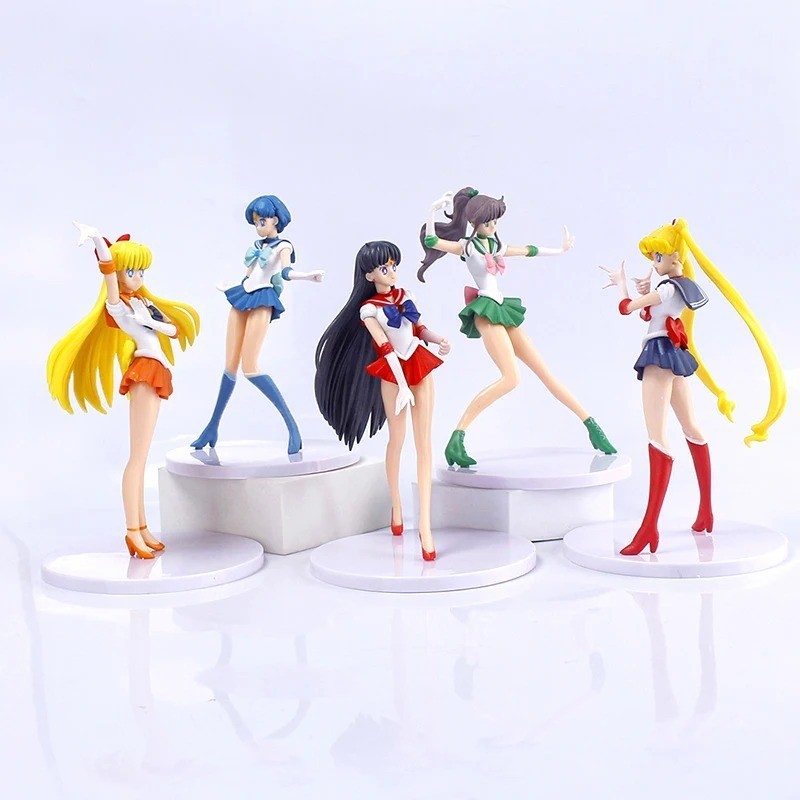 5pcs-Set Sailor Moon Anime Figure Mizuno Ami Tsukino Usagi Hino Rei Aino Minako