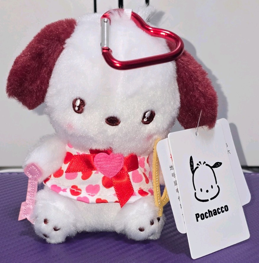 Sanrio «Pochacco» Plush Keychain Heart Carabiner Valentine China Exclusive