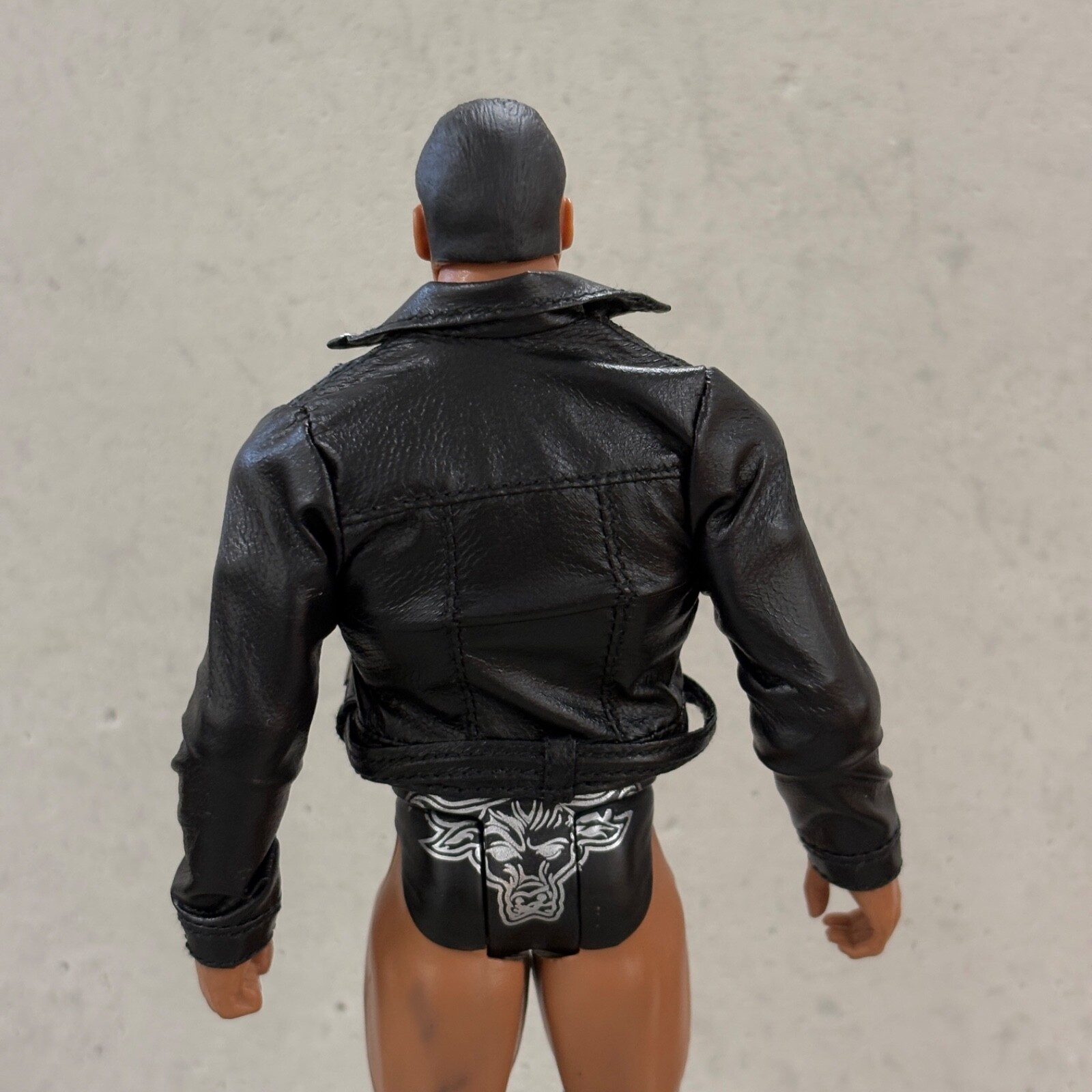 PB-LJK-L: 1/12 Black Biker Faux Leather Jacket for 6 inch muscular body