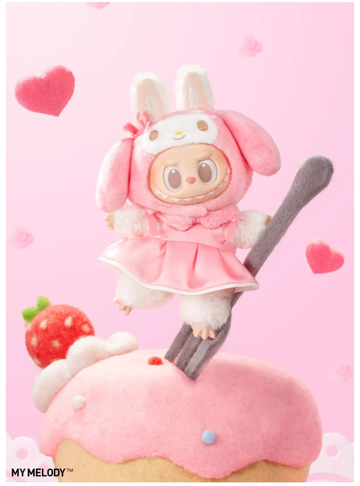 Pop Mart The Monsters X Sanrio Labubu My Melody Plush Doll Pendant New Open Box