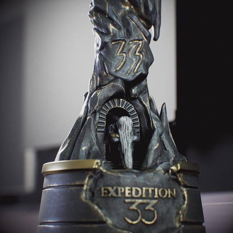 Expedition 33 Monolith Clair Obscur Inspired Statue Dark Fantasy Gamer Display