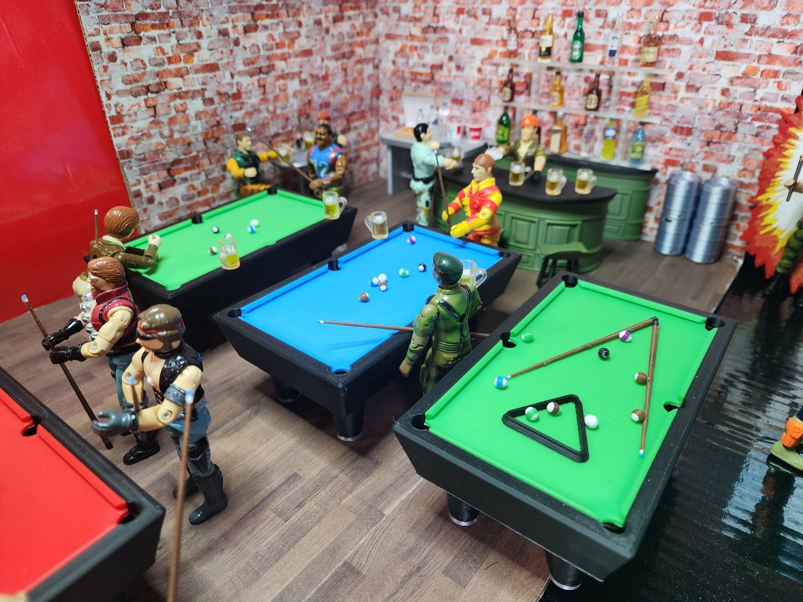 3D Printed Green Pool Table For G.I JOE A.R.A.H. For 3.75″ 1:18 Scale