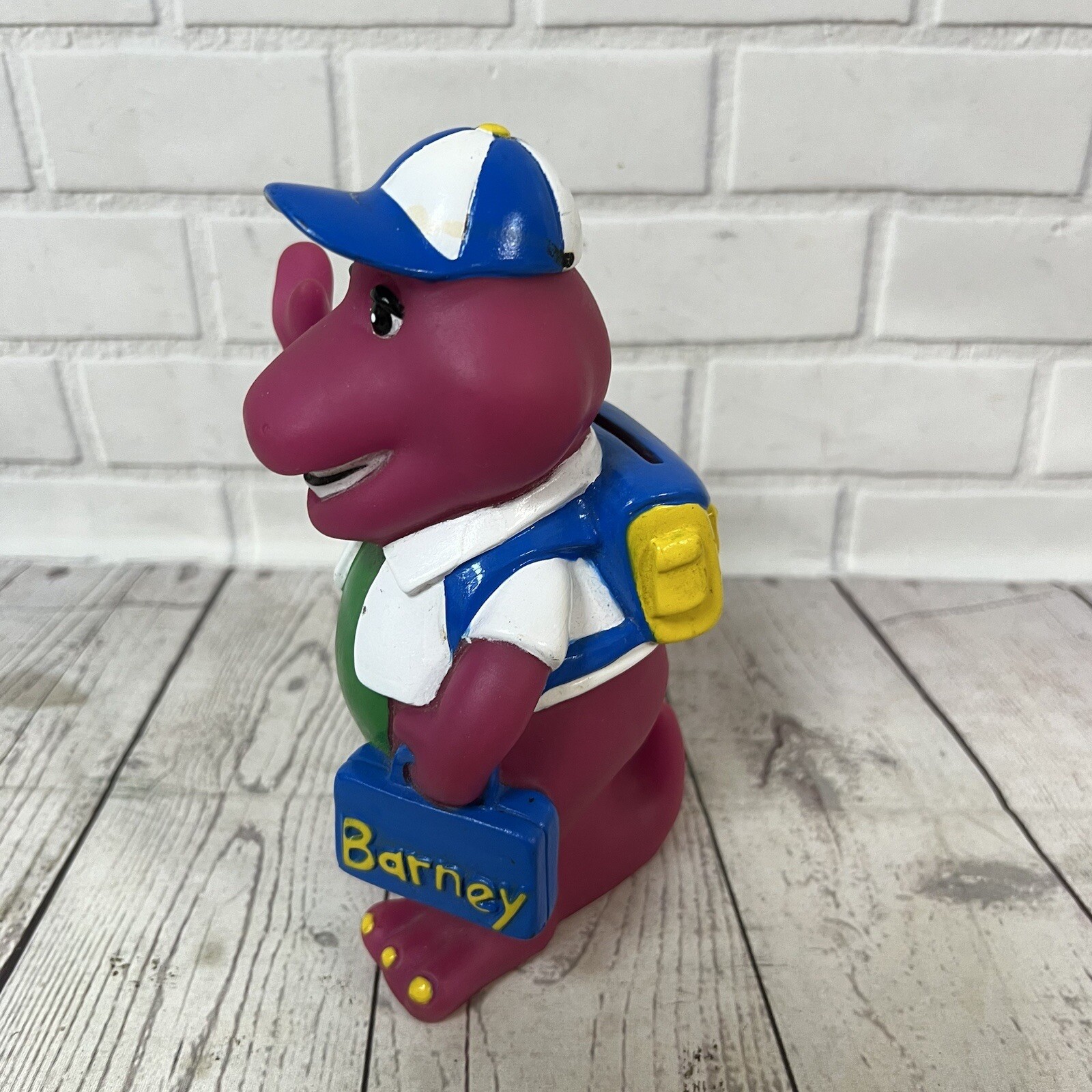 Vintage 1992 Lyons Group Barney Purple Dinosaur Coin Piggy Bank Back to School