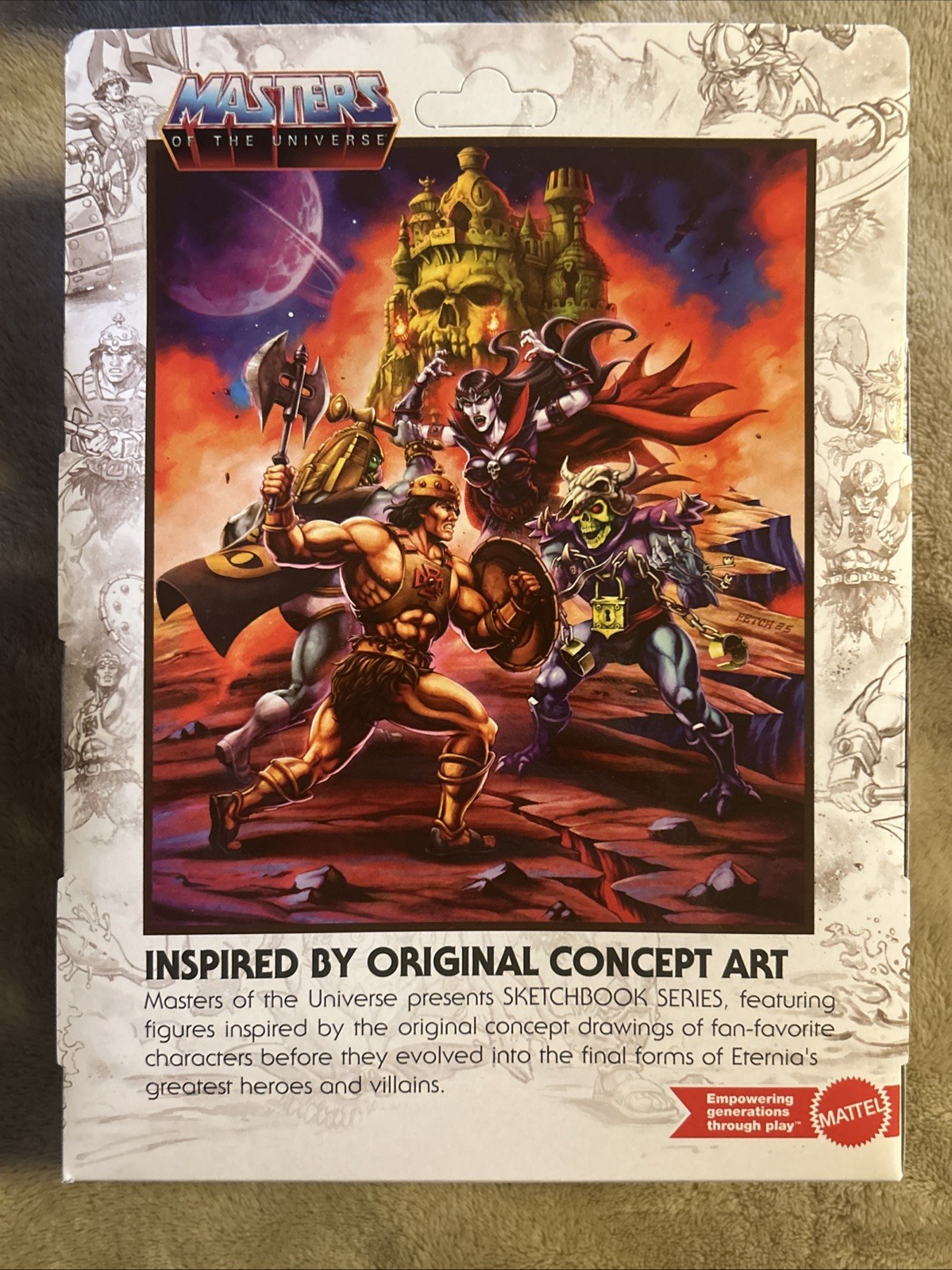 Skeletor Masters of the Universe MOTU Mattel + Sketch Book He Man ( 4 Figures )