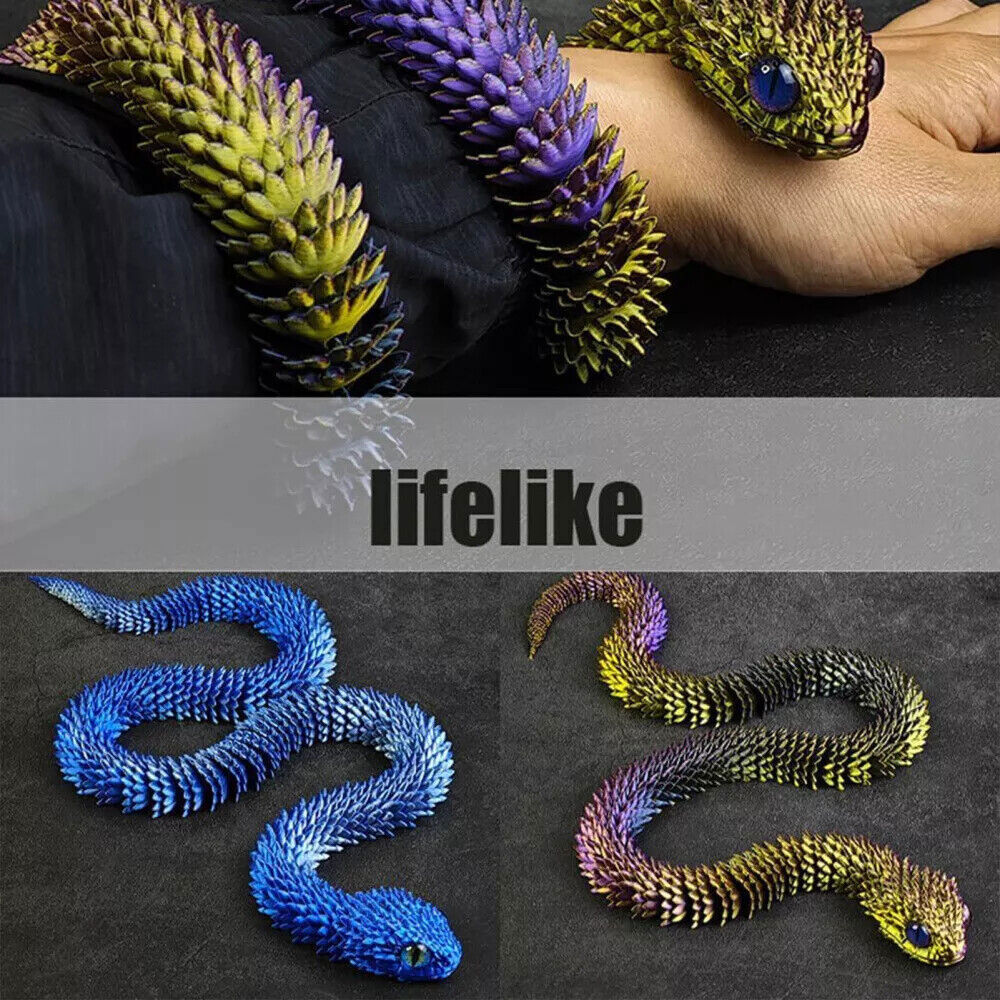 Realistic 3D Printed Articulated Snake Simulation Animal Snake Fidget Toys Decor