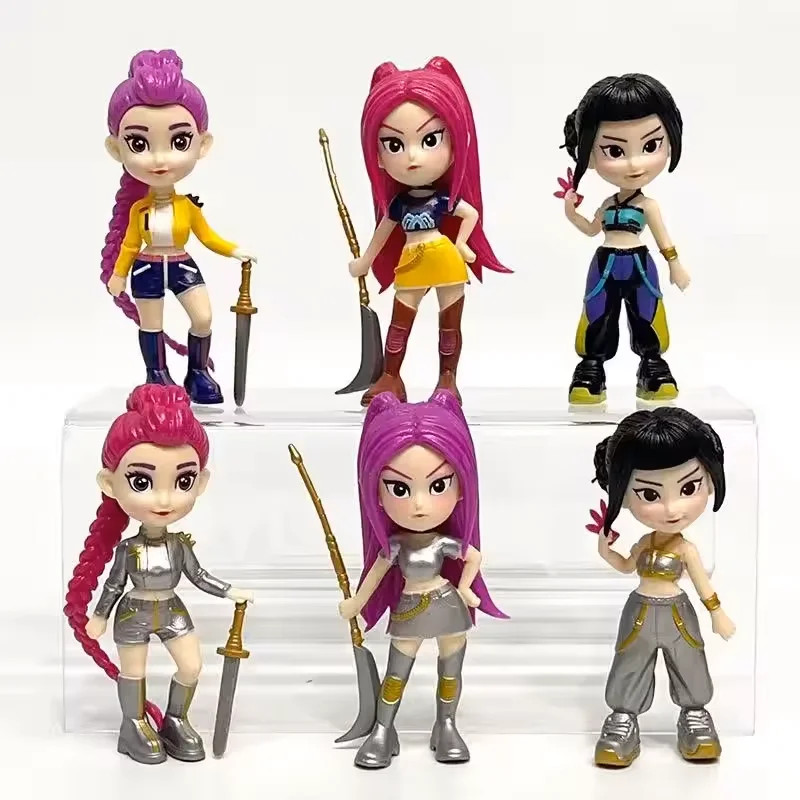 6pcs Kpop Demon Hunters Figures Set Rumi Mira Zoey PVC Action Model Toys Gift