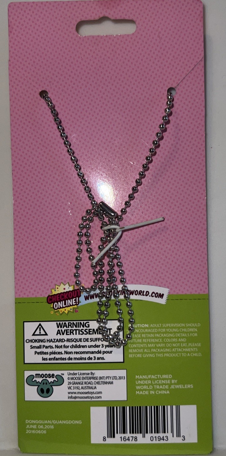 Shopkins Fashion Tag Necklace D’lish Donut NEW & RARE