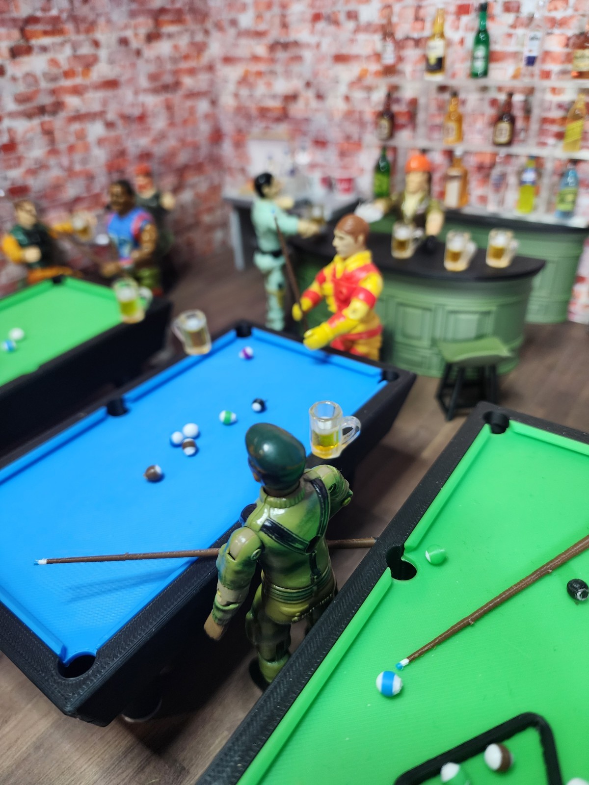 3D Printed Green Pool Table For G.I JOE A.R.A.H. For 3.75″ 1:18 Scale