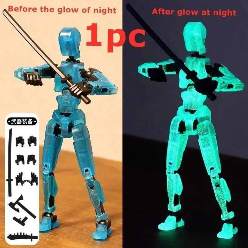 DIY Luminous T13 Robot Movable Joint 3D Printed Action Figure Kids Gift