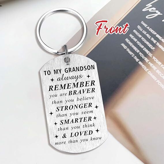 To My Grandson Gifts from Grandpa – Grandson Birthday Adult Keychain Gifts fo…