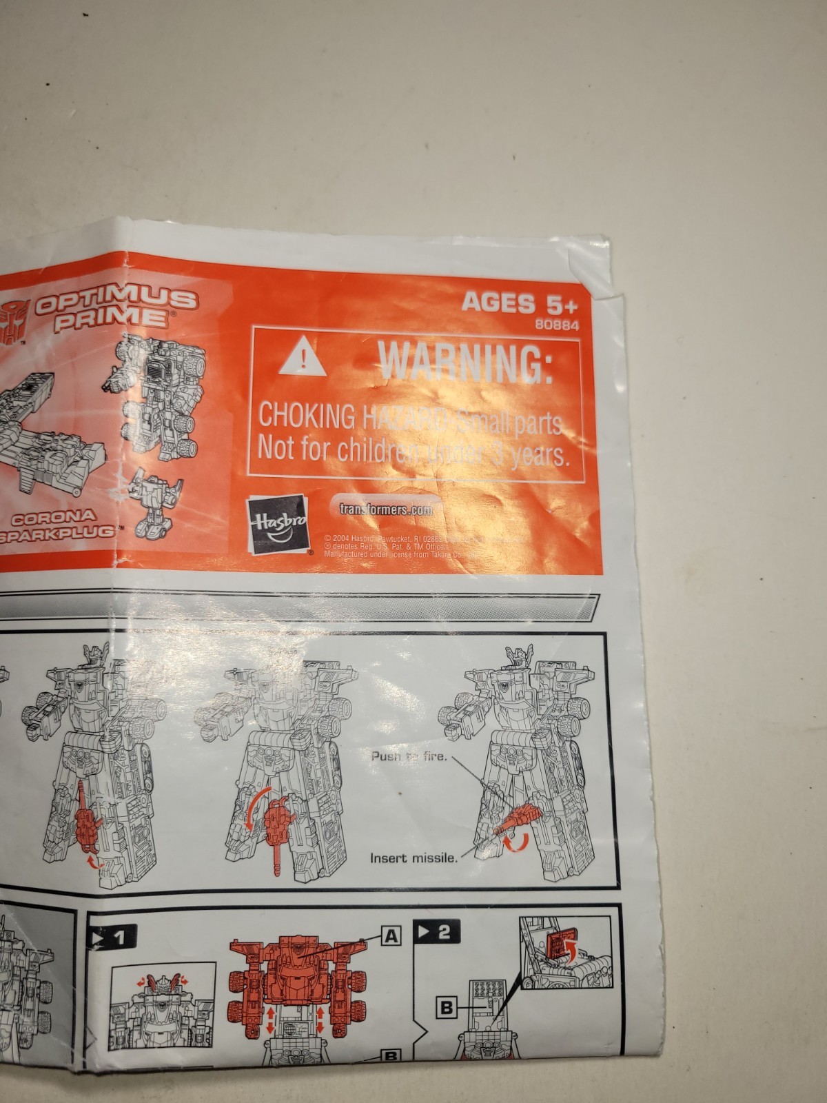 Transformers Energon COSTCO EXCLUSIVE Overload Optimus Prime Instruction Manual