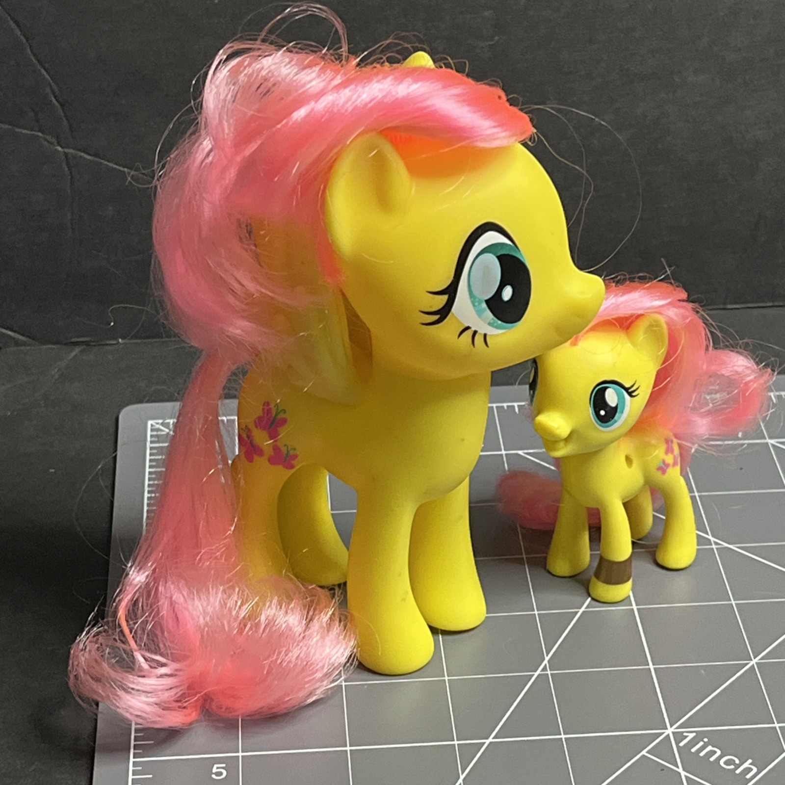 MLP Set Of 2 My Little Pony G4 Fluttershy 2016 Hasbro 6” And Baby 3” No Wings