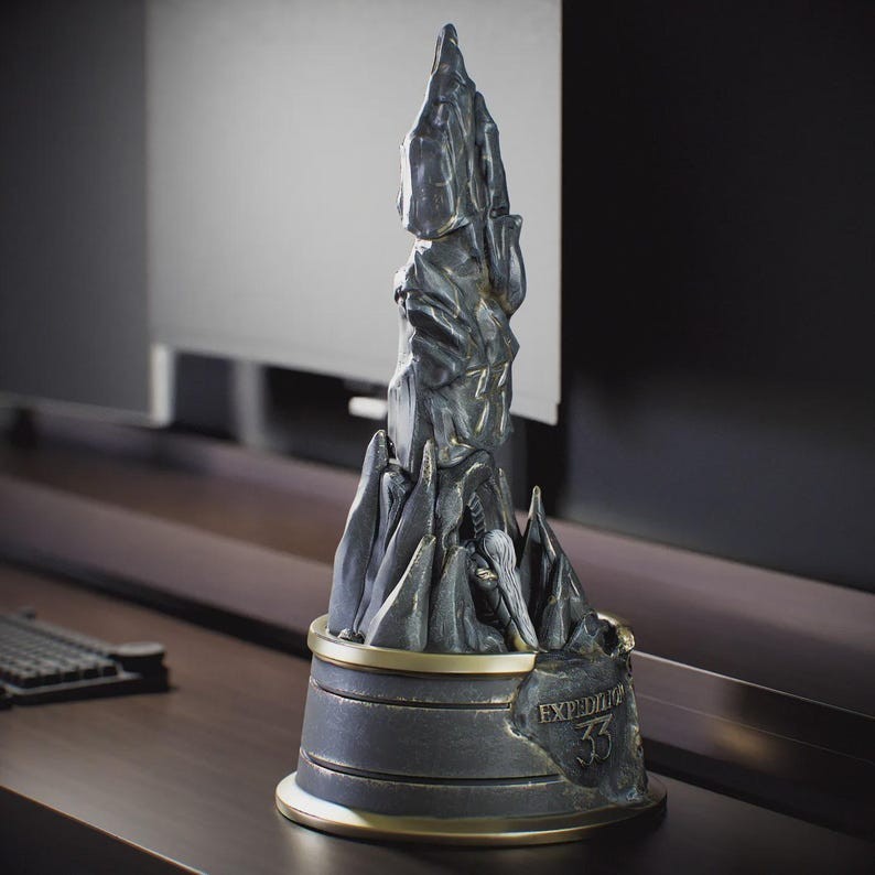 Expedition 33 Monolith Clair Obscur Inspired Statue Dark Fantasy Gamer Display