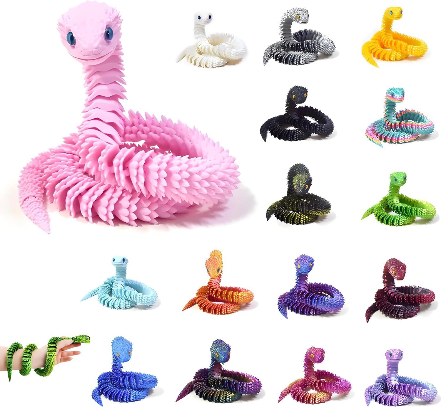 Realistic 3D Printed Articulated Snake Simulation Animal Snake Fidget Toys Decor
