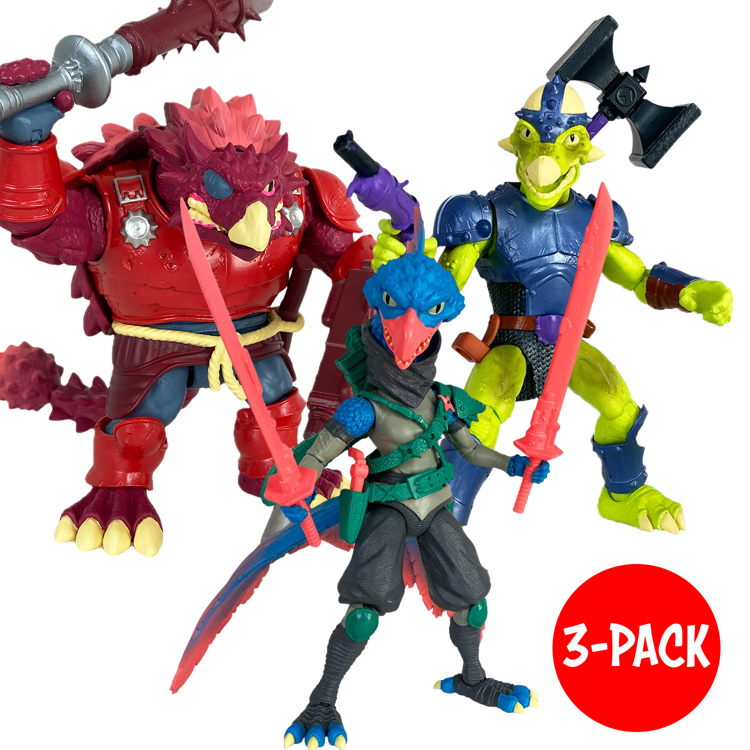 Saurozoic Warriors Dinosaur «Highland Tribe» Action Figure 1:12 Scale 6″ BUNDLE