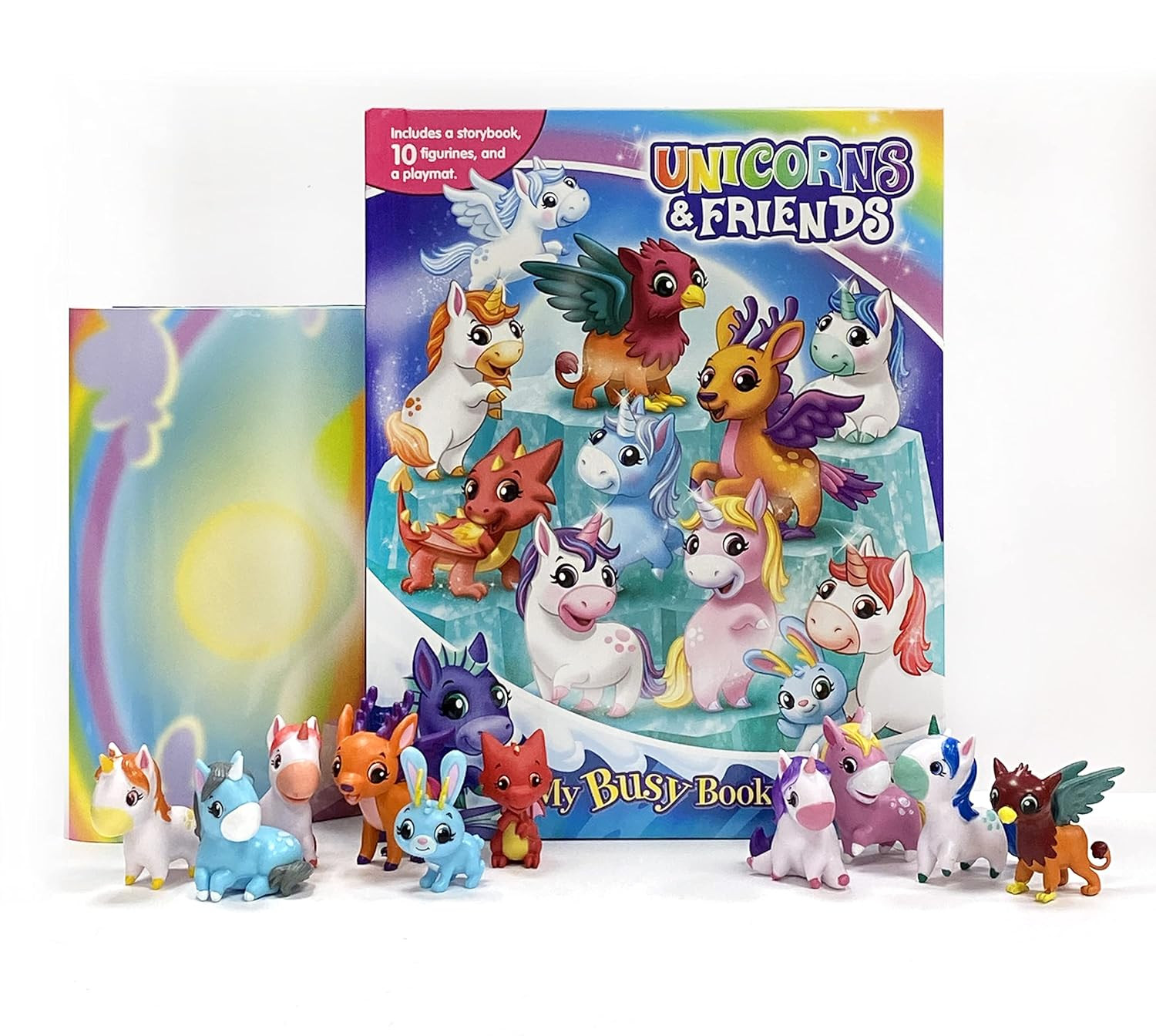 Phidal Unicorns & Friends My Busy Books – Storybook, 10 Figurines, Playmat