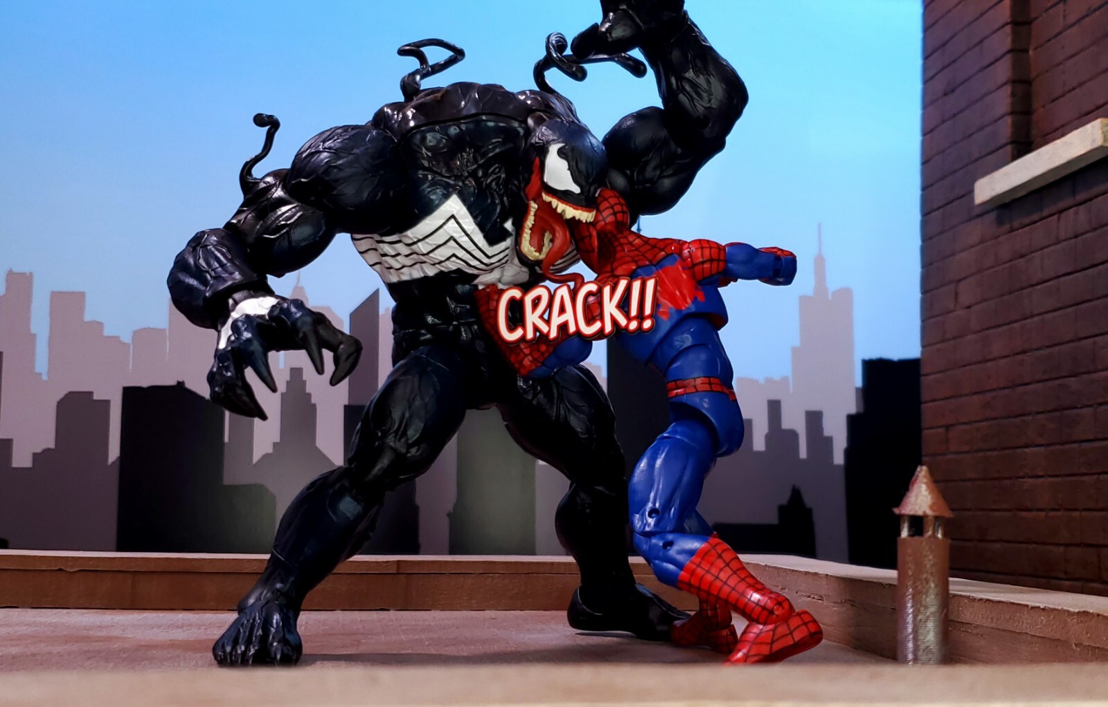 City Skyline Silhouette Day 30″ Backdrop for Action Figure Photography – NO FIG
