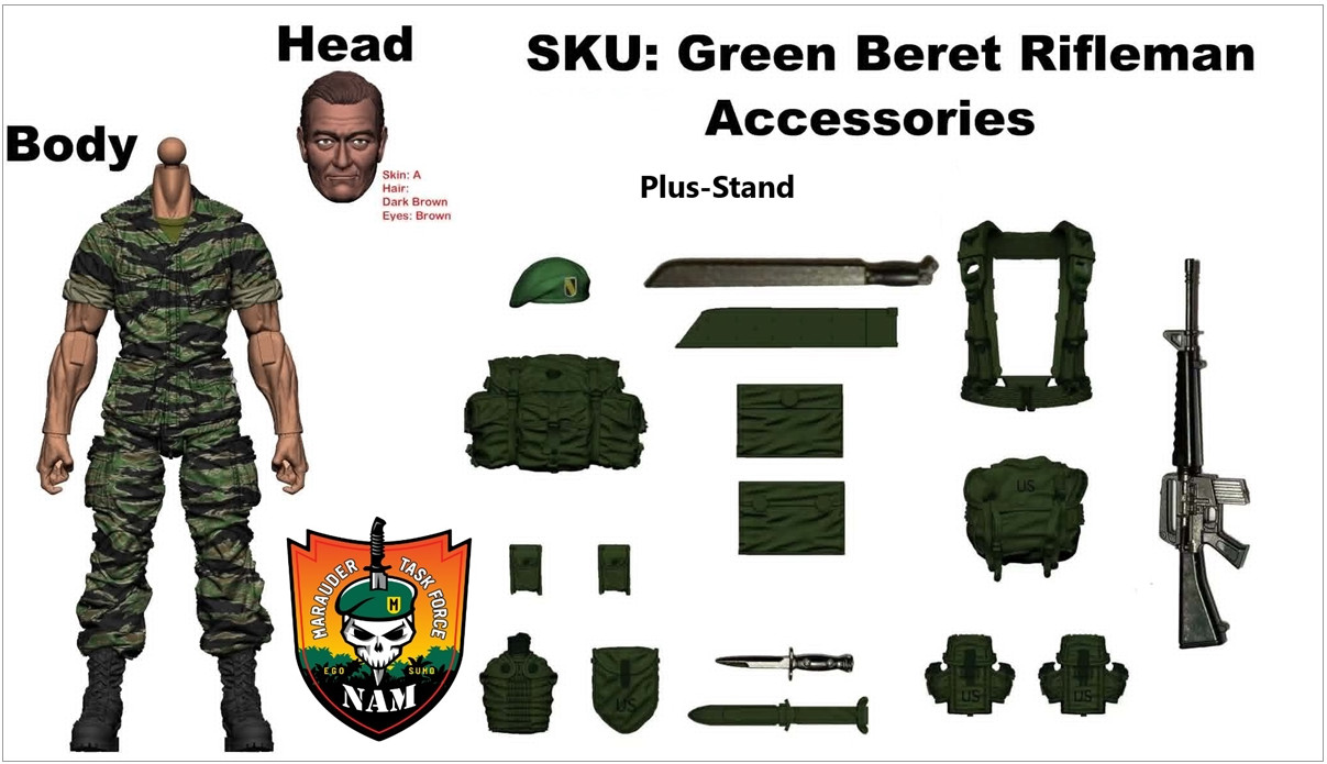 Marauder Task Force 1:18 Green Beret Rifleman Vietnam KS A-TEAM Exclusive