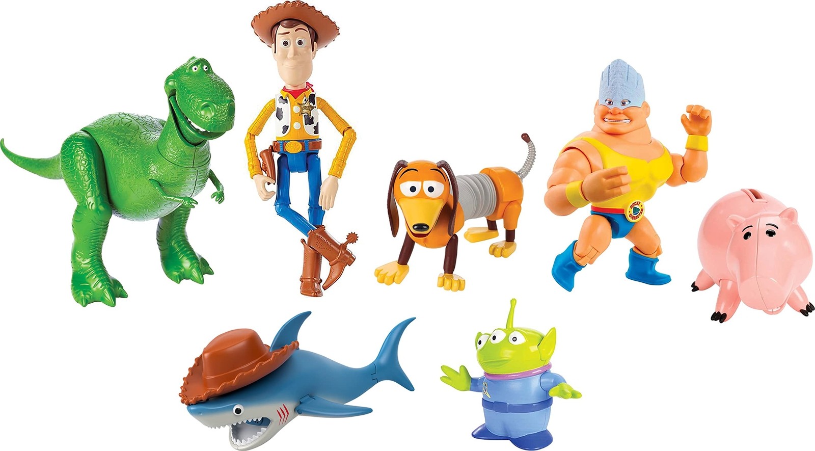 Toy Story 7 Inch Multicolor Figure Set Woody Rex Hamm Alien Shark Gift