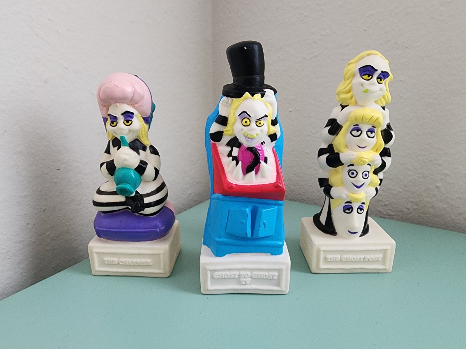 Vintage 1989 Burger King Beetlejuice Toys Lot of 3 Charmer, Ghost Post, Ghost TV