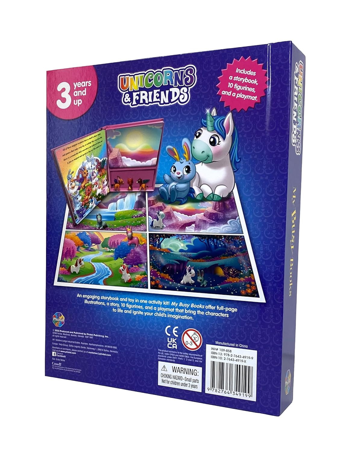 Phidal Unicorns & Friends My Busy Books – Storybook, 10 Figurines, Playmat