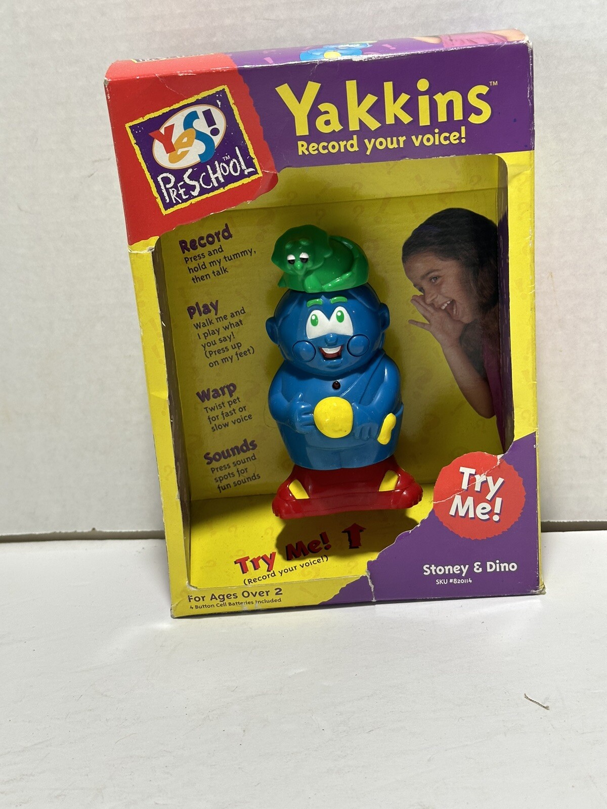 Rare 1997 Yes! Preschool Yakkins STONEY & DINO record your voice Need Batery VTG