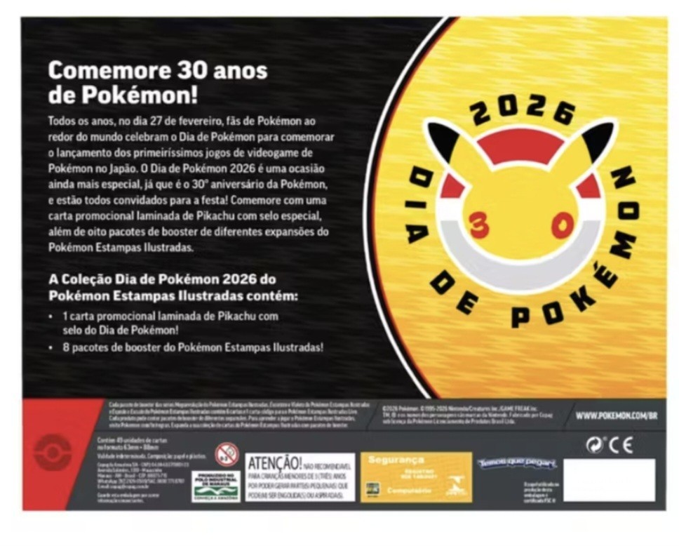 Pokemon Pikachu 30 Years Box Set Pokemon Day 2026 Brazilian Game 49 Cards