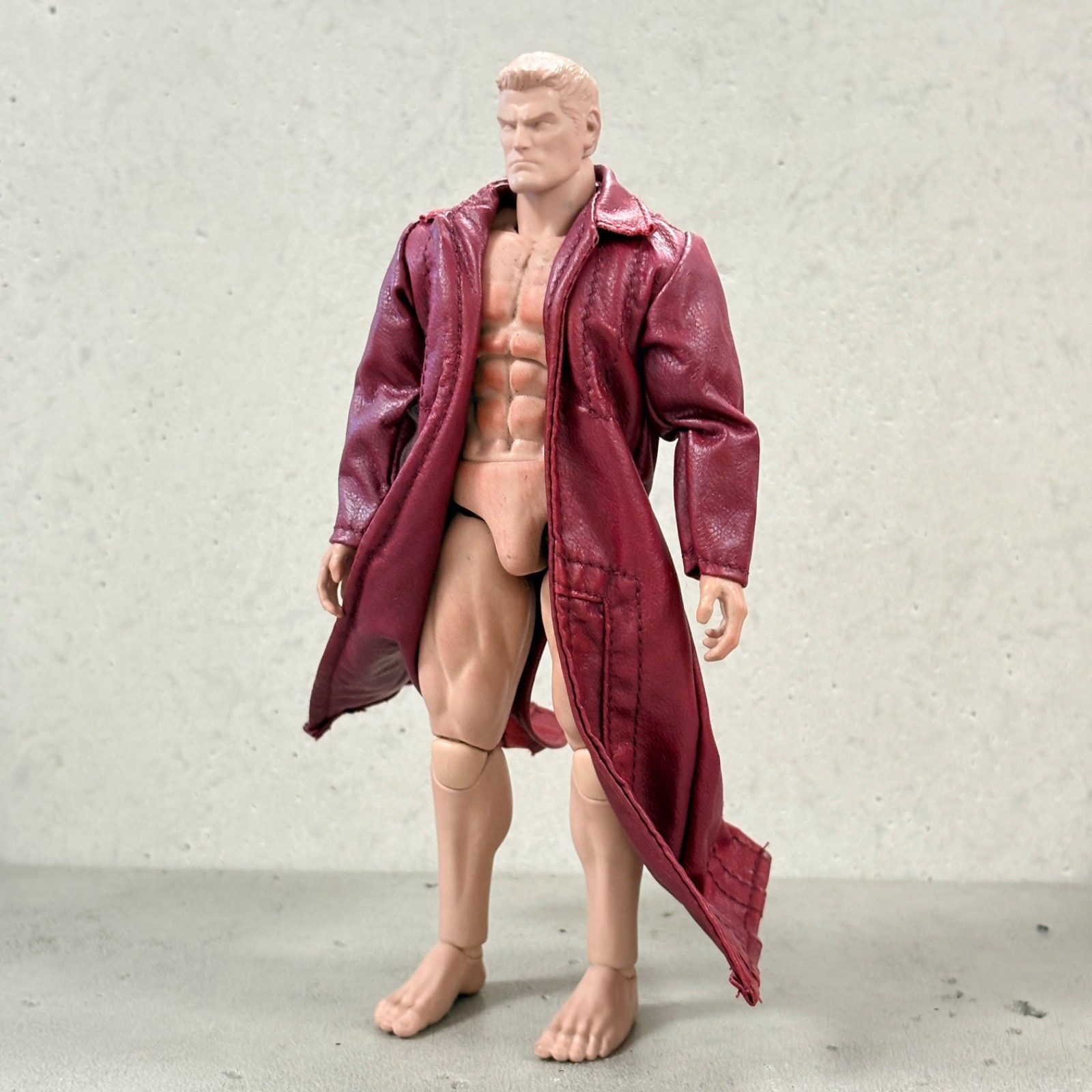 PB-STLD-LTC: 1/12 Maroon Real Leather Long Coat for 6″ action figure body