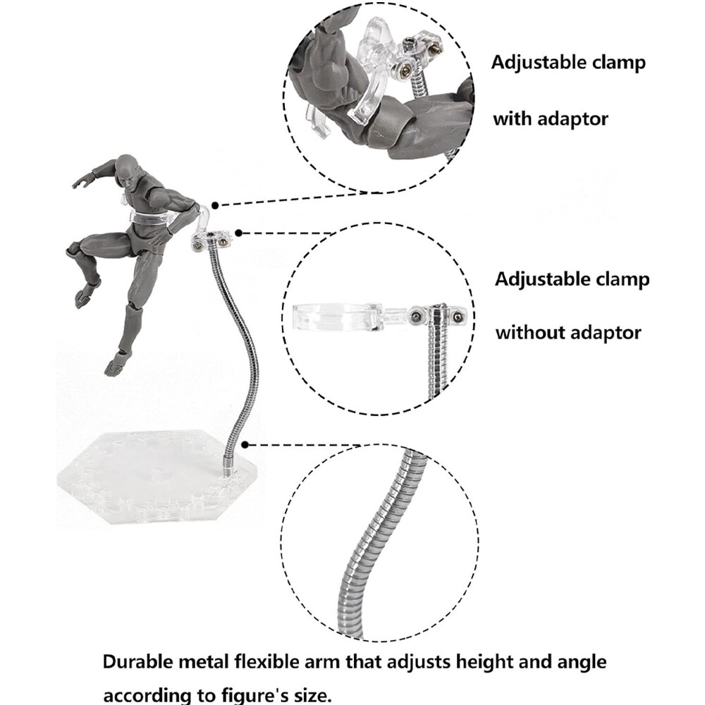 4 Pack Clear Action Figure Stand Action Display Holder Metal Support Arm