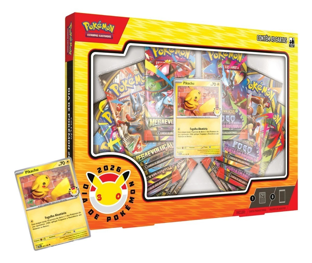 Pokemon Pikachu 30 Years Box Set Pokemon Day 2026 Brazilian Game 49 Cards