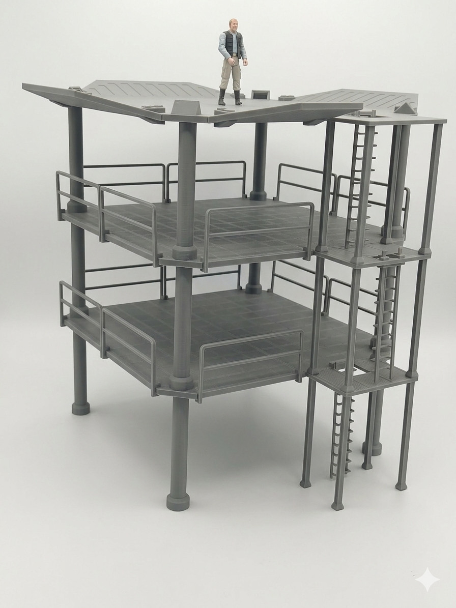 HUGE INDUSTRIAL MECH LANDING PAD 1:18 figure STAR WARS DIORAMA TOWER PLATFORM