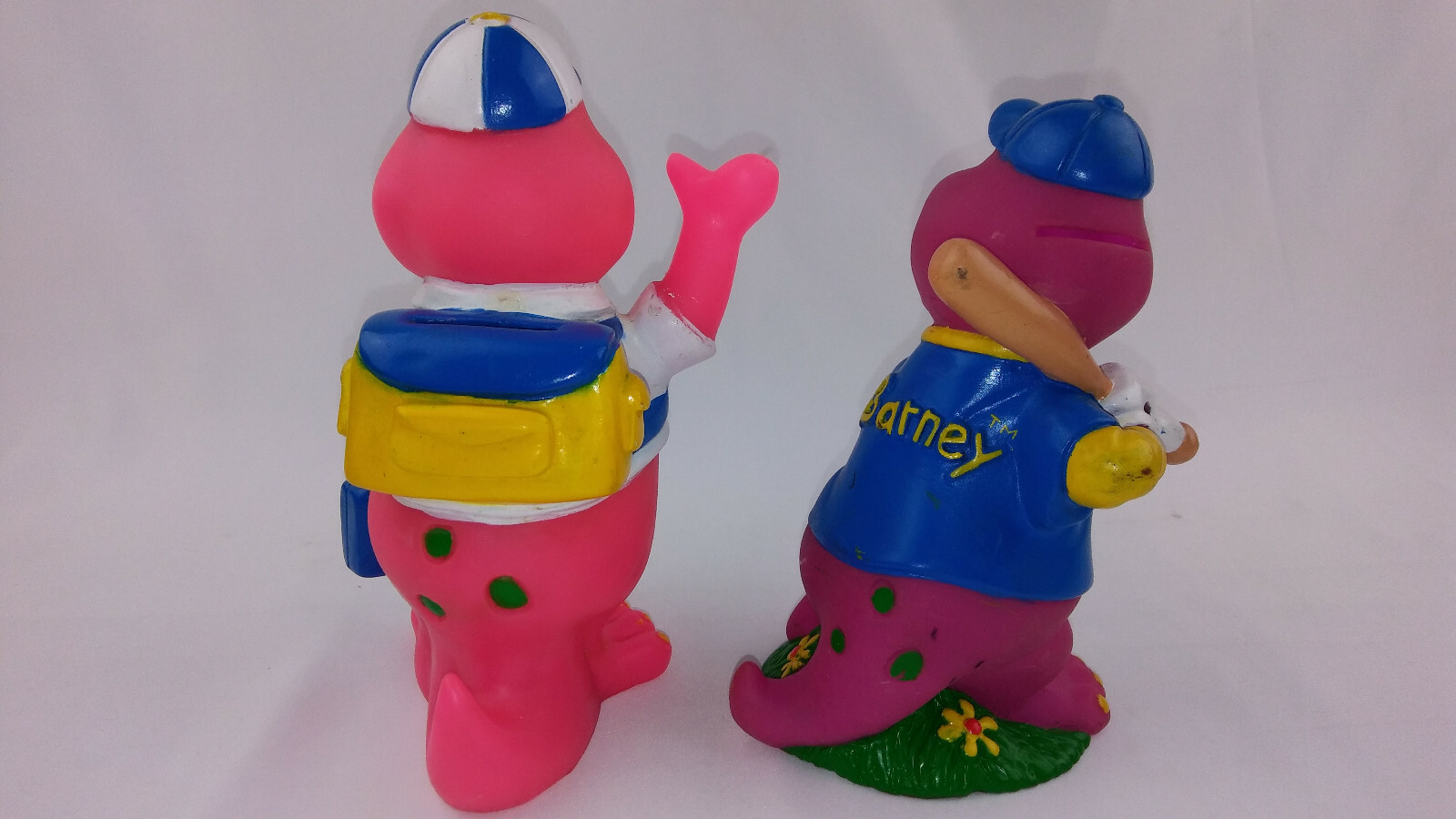 2 Barney The Purple Dinosaur Batter Up Baseball Coin/Piggy Bank Back to School