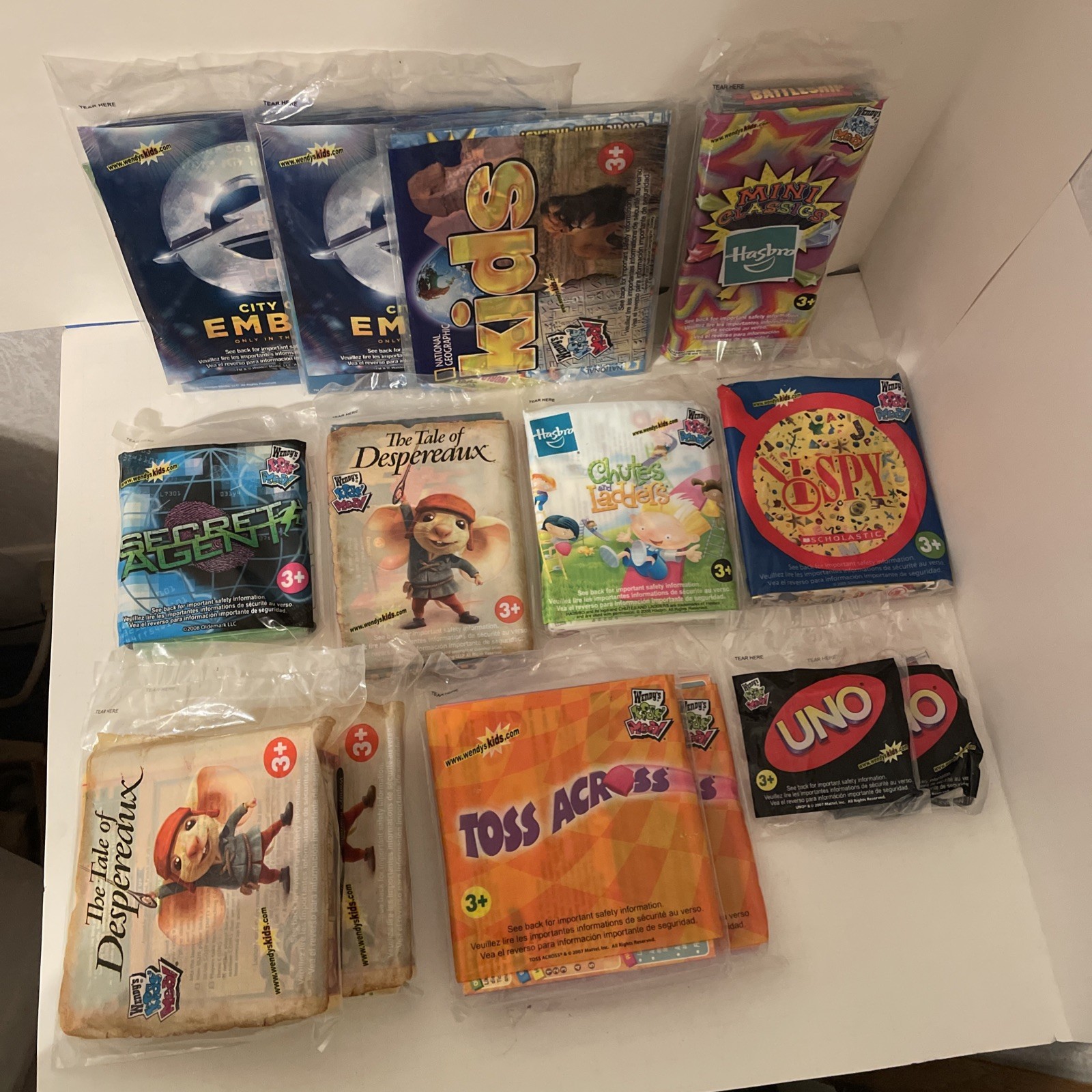 Lot Of 14 Wendy’s Kids Meal Games – Ages 3 And Up – 2004 To 2008 – Most Sealed