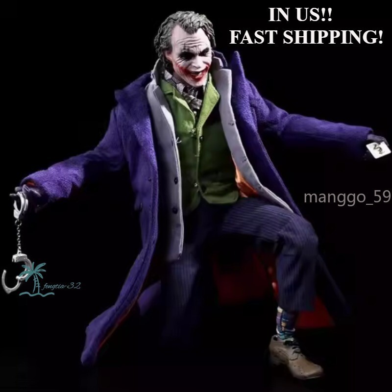 US STOCK! The Dark Knight Heath Ledger Joker 1/6 Cloth Movable Figure Collection
