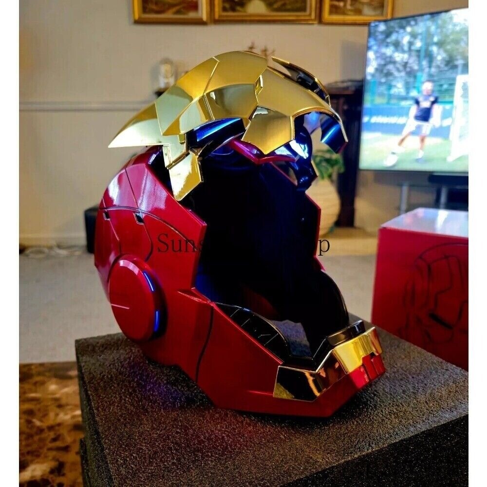 Autoking Iron Man Gold MK5 Helmet Electronic Voice Activated Open&Close Mask New