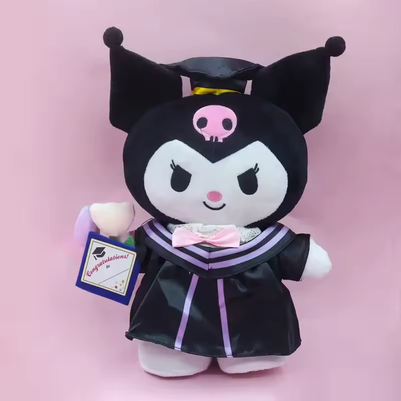 25cm Cinnamoroll Kuromi Kitty Graduation Plushie Doll Soft Kawaii Gift