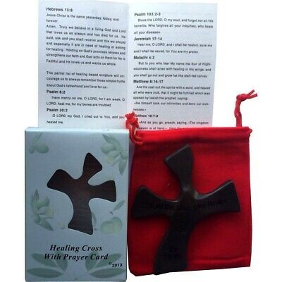 Brown or Dark Mahagony Resin Healing Cross – complete Package with Prayers and