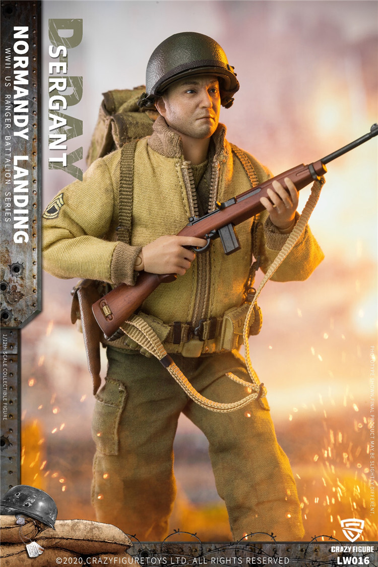 Crazy Figure 1/12 WWII U.S. Rangers On D-Day Sergant LW016 Soldier Figure Model