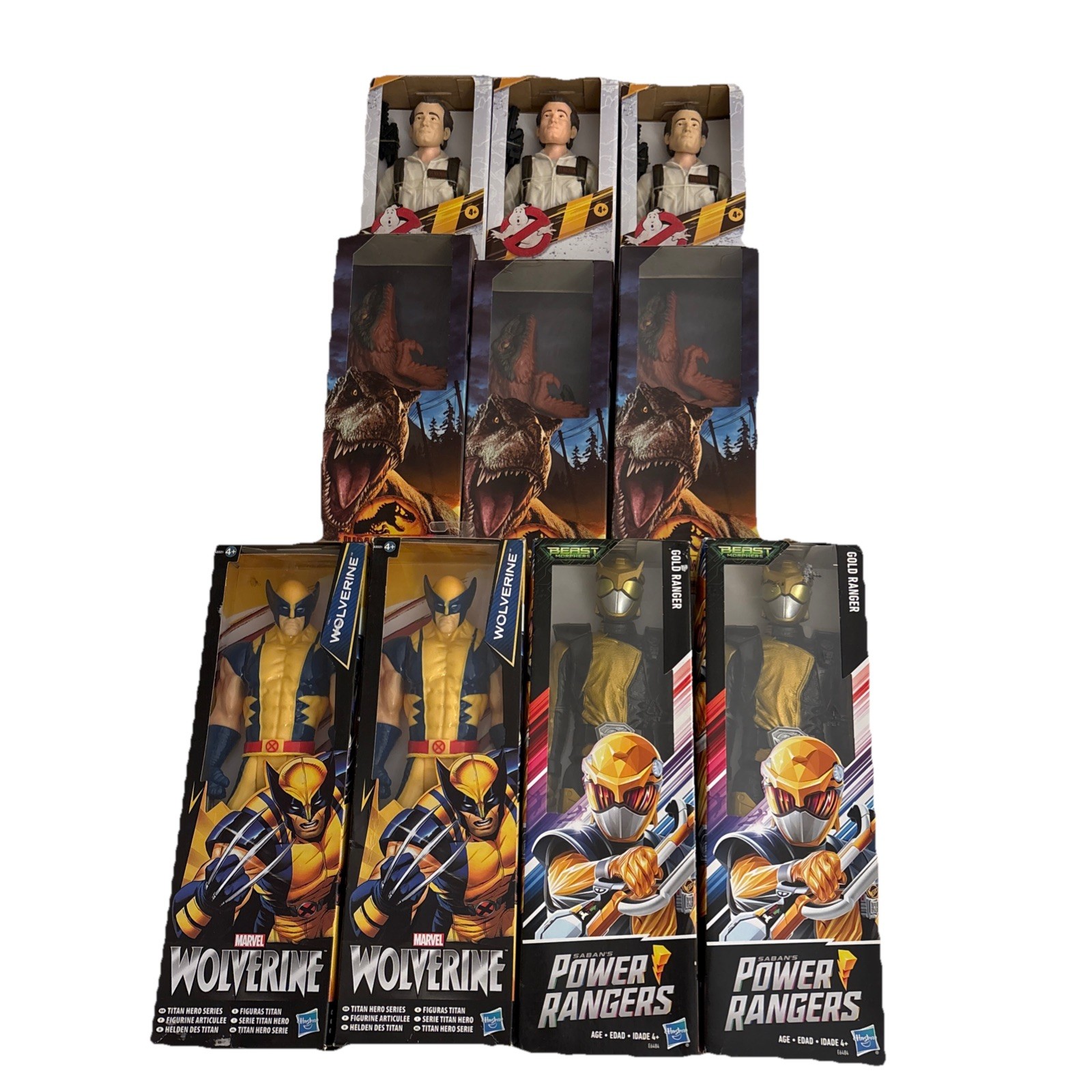 10x Action Figures Wolverine, Gold Ranger, Ghostbusters, Pyroraptor